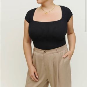 Reformation Bardot Top in Black